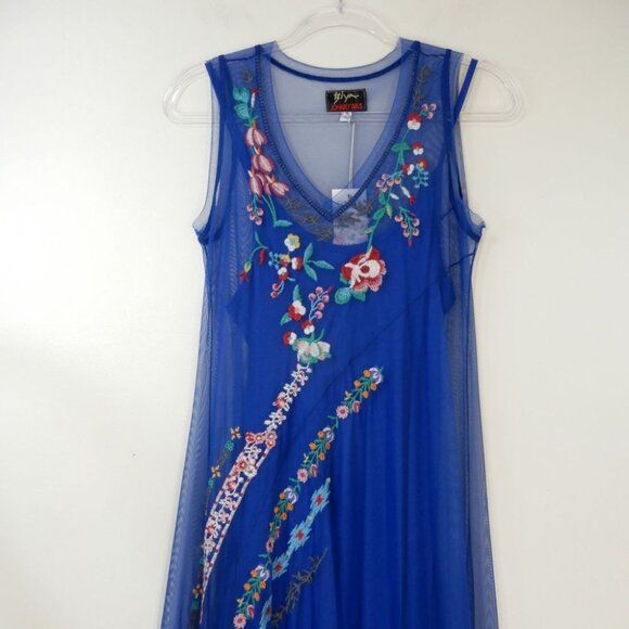 JOHNNY WAS Mazzy Maxi DRESS Size XS Embroidered Mesh V-Neck Sleeveless NEW $318 - Picture 8 of 11